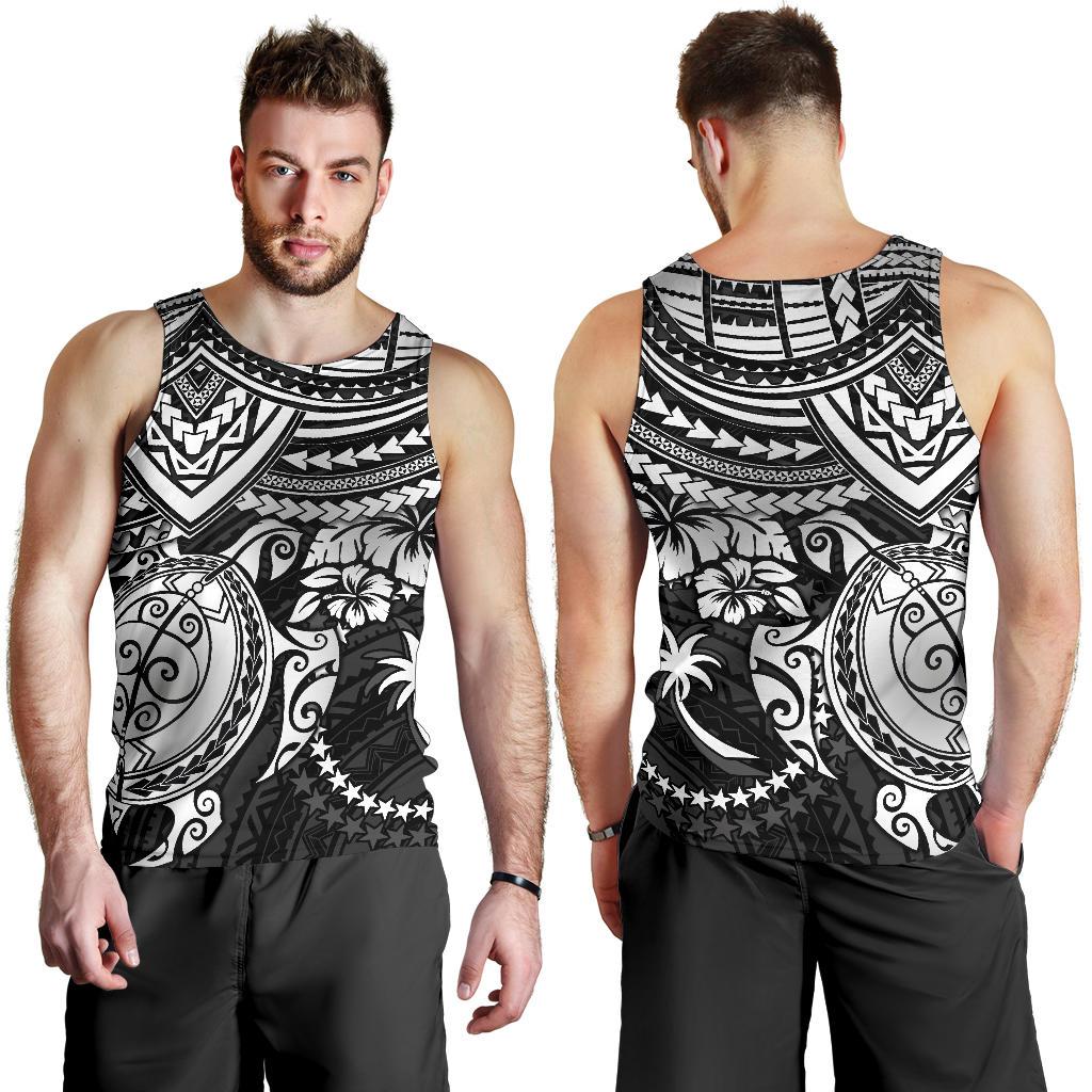 Chuuk Polynesian Men's Tank Top - White Turtle - Polynesian Pride
