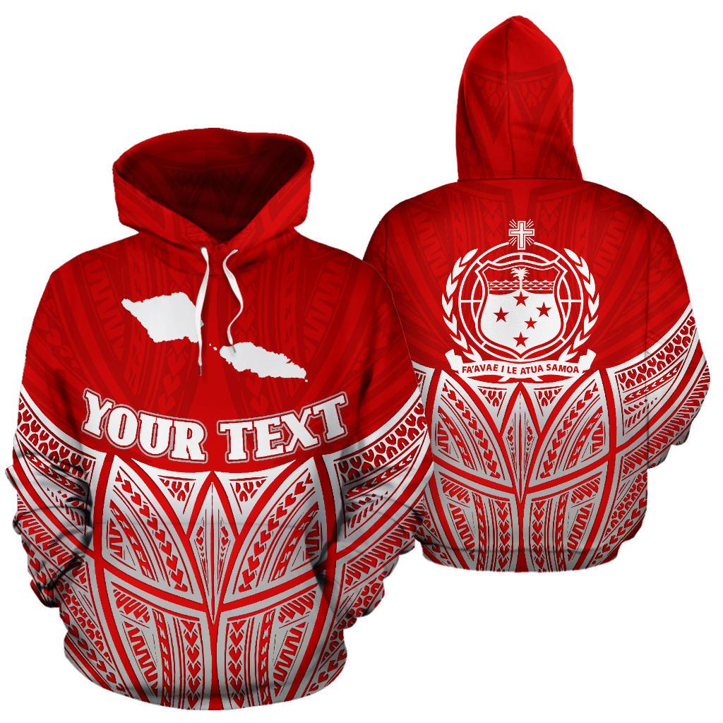 Samoa Polynesian Custom Hoodie Red Pride Map nd Seal Unisex Red - Polynesian Pride