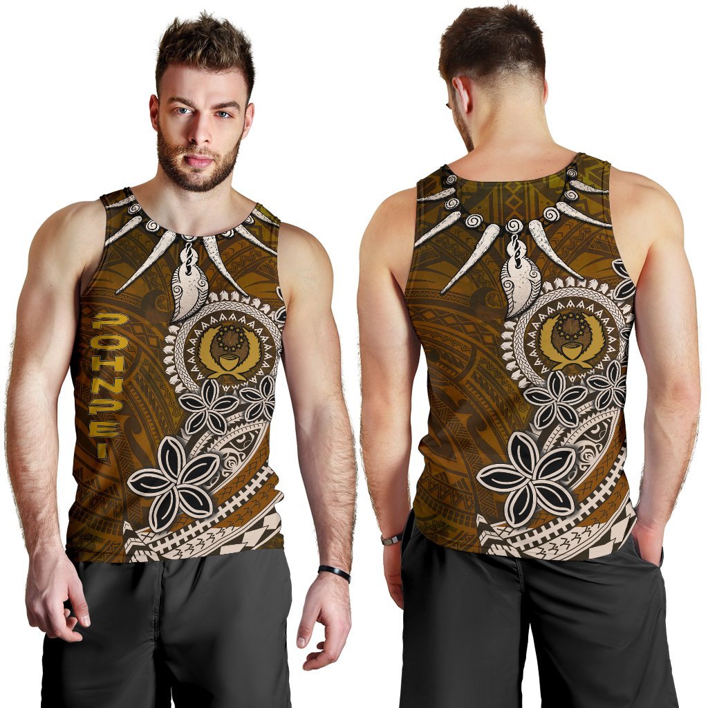 Pohnpei Men Tank Top - Polynesian Boar Tusk Brown - Polynesian Pride