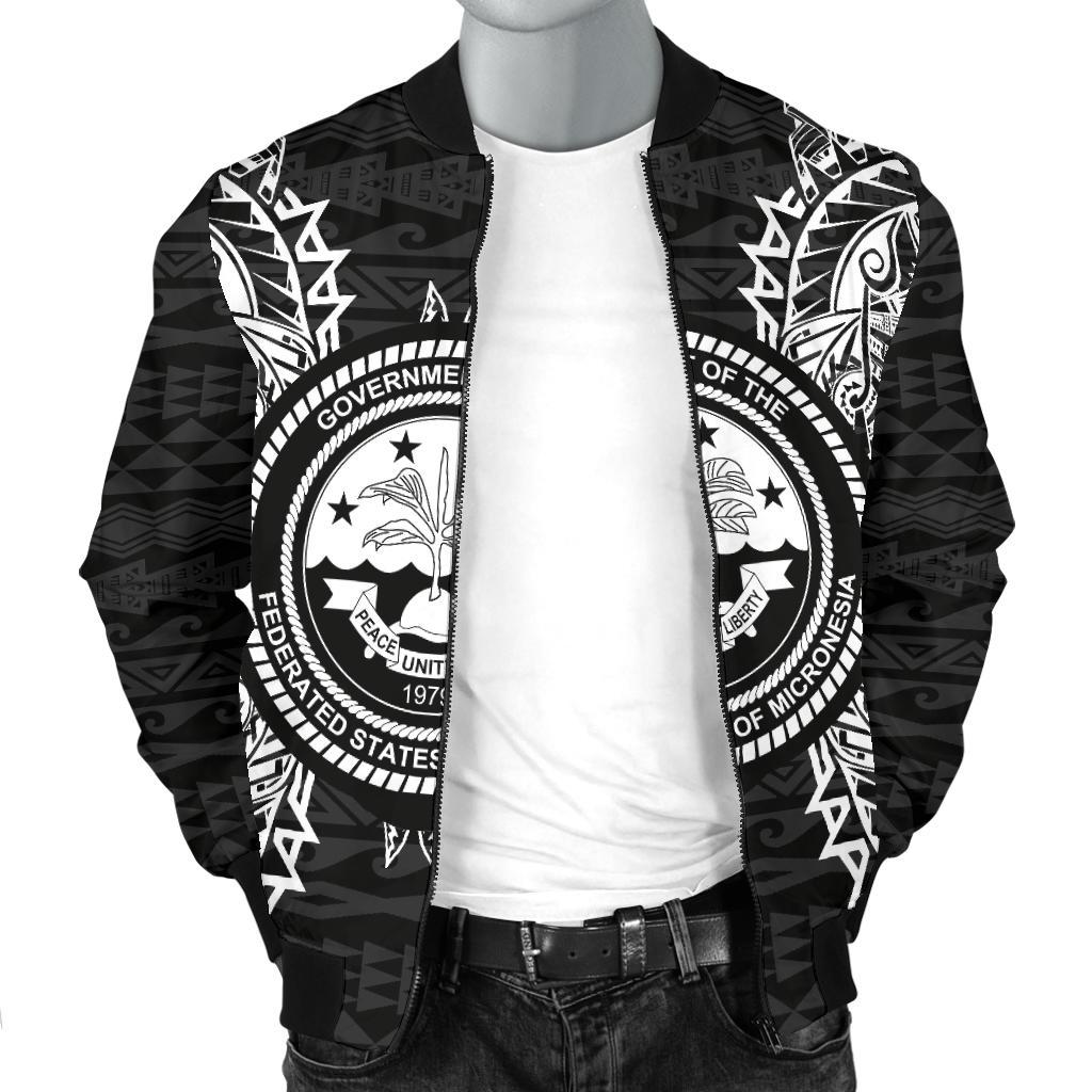Federated States Of Micronesia Polynesian Men's Bomber Jacket Map Black - Polynesian Pride