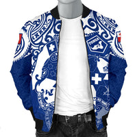 Tonga Polynesian Bomber Jacket (Men) - Tongan Pride (Bright Blue) - Polynesian Pride