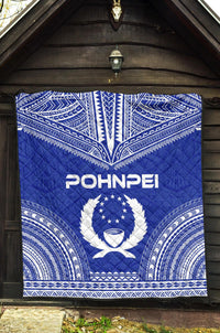Pohnpei Premium Quilt - Pohnpie Flag Polynesian Chief Blue Version - Polynesian Pride