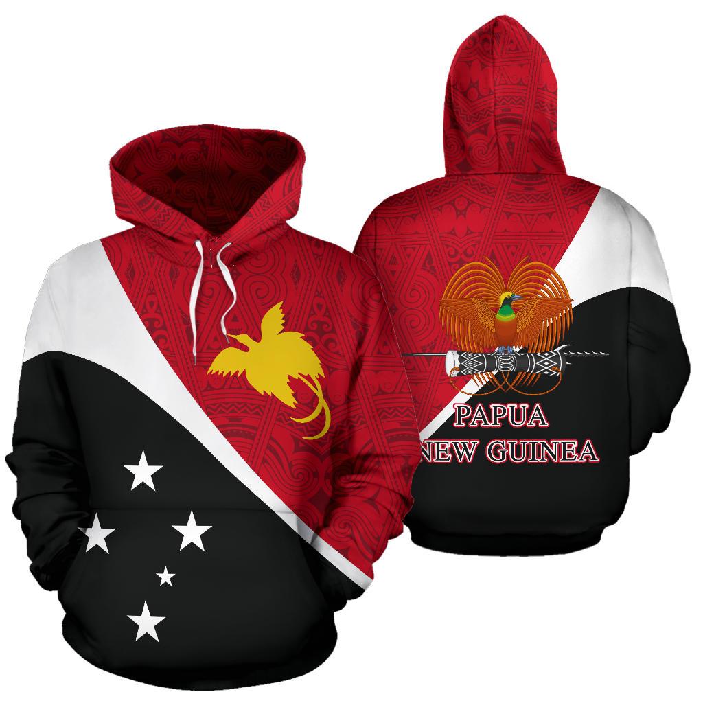 Papua New Guinea All Over Hoodie Split Style Unisex Black - Polynesian Pride