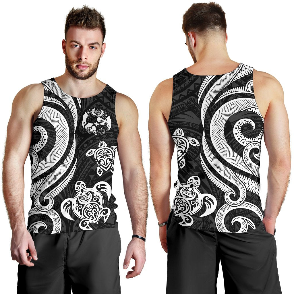 Tonga Men's Tank Top - White Tentacle Turtle - Polynesian Pride