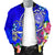 American Samoa Polynesian Men's Bomber Jacket - Turtle Plumeria (Blue) - Polynesian Pride