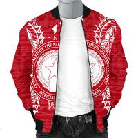 Northern Mariana Islands Polynesian Men's Bomber Jacket Map Red White - Polynesian Pride