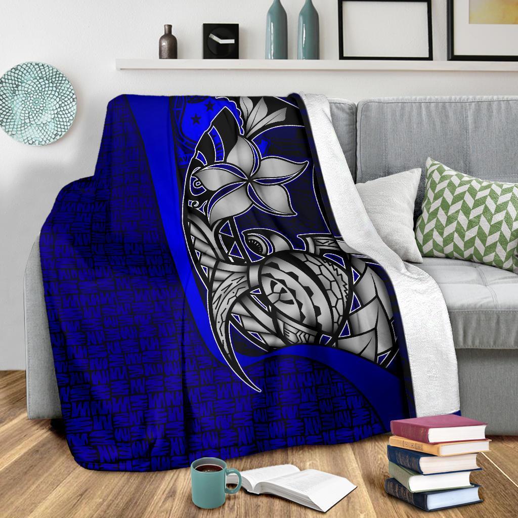 Samoa Polynesian Premium Blanket Blue - Turtle With Hook - Polynesian Pride