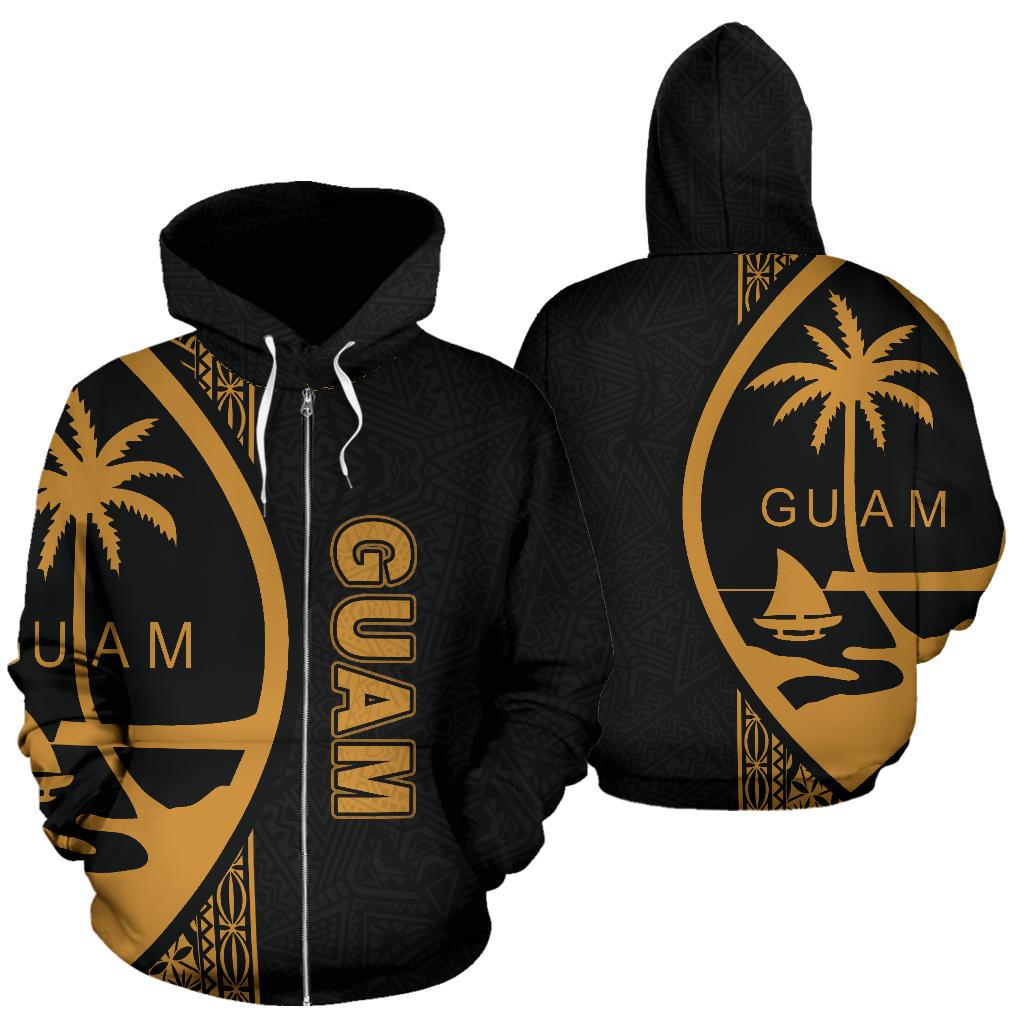 Guam Polynesian Zip up Hoodie Yellow Line Unisex Yellow - Polynesian Pride