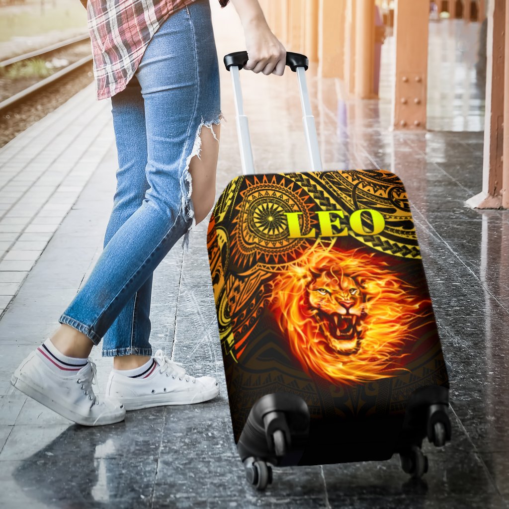 Sun In Leo Zodiac Luggage Covers Polynesian Tattoo Unique Vibes - Polynesian Pride