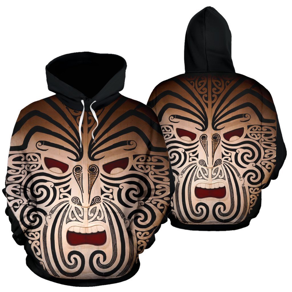 New Zealand The Maori Moko Warface Full Hoodie Unisex Black - Polynesian Pride