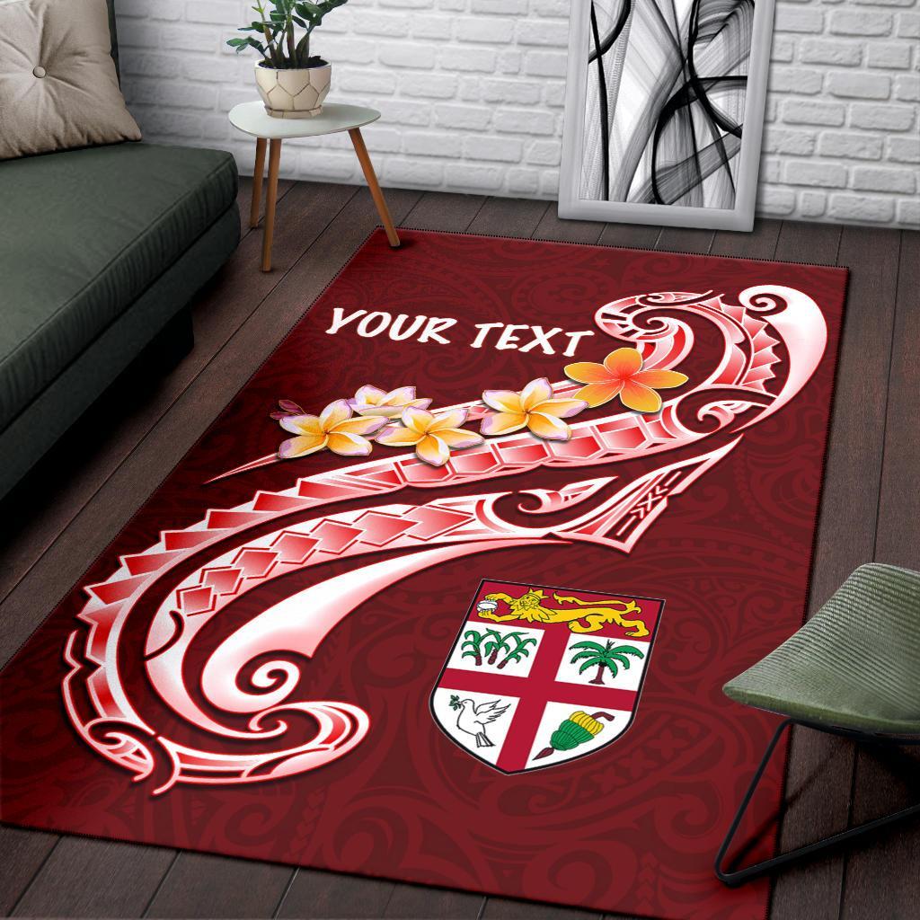 Fiji Custom Personalised Area Rug - Fiji Seal Polynesian Patterns Plumeria (Red) Red - Polynesian Pride