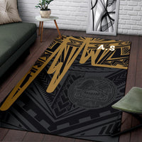 American Samoa Area Rug - Seal With Polynesian Pattern Heartbeat Style (Gold) - Polynesian Pride