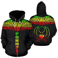 Pohnpei All Over Zip up Hoodie Reggae Neck Style Unisex Mix - Polynesian Pride