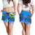 Palau Polynesian Women's Shorts - Palau Flag with Polynesian Tattoo Women Blue - Polynesian Pride