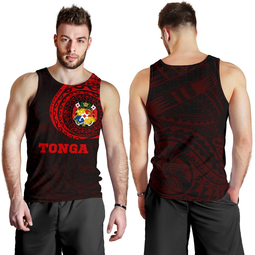 Tonga Polynesian Tattoo Style Tank Top A7 Red - Polynesian Pride