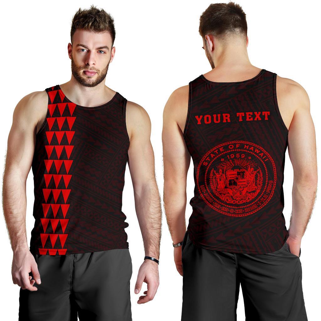 Hawaii Kakau Polynesian Coat Of Arms Personalized Men's Tank Top - Red Red - Polynesian Pride