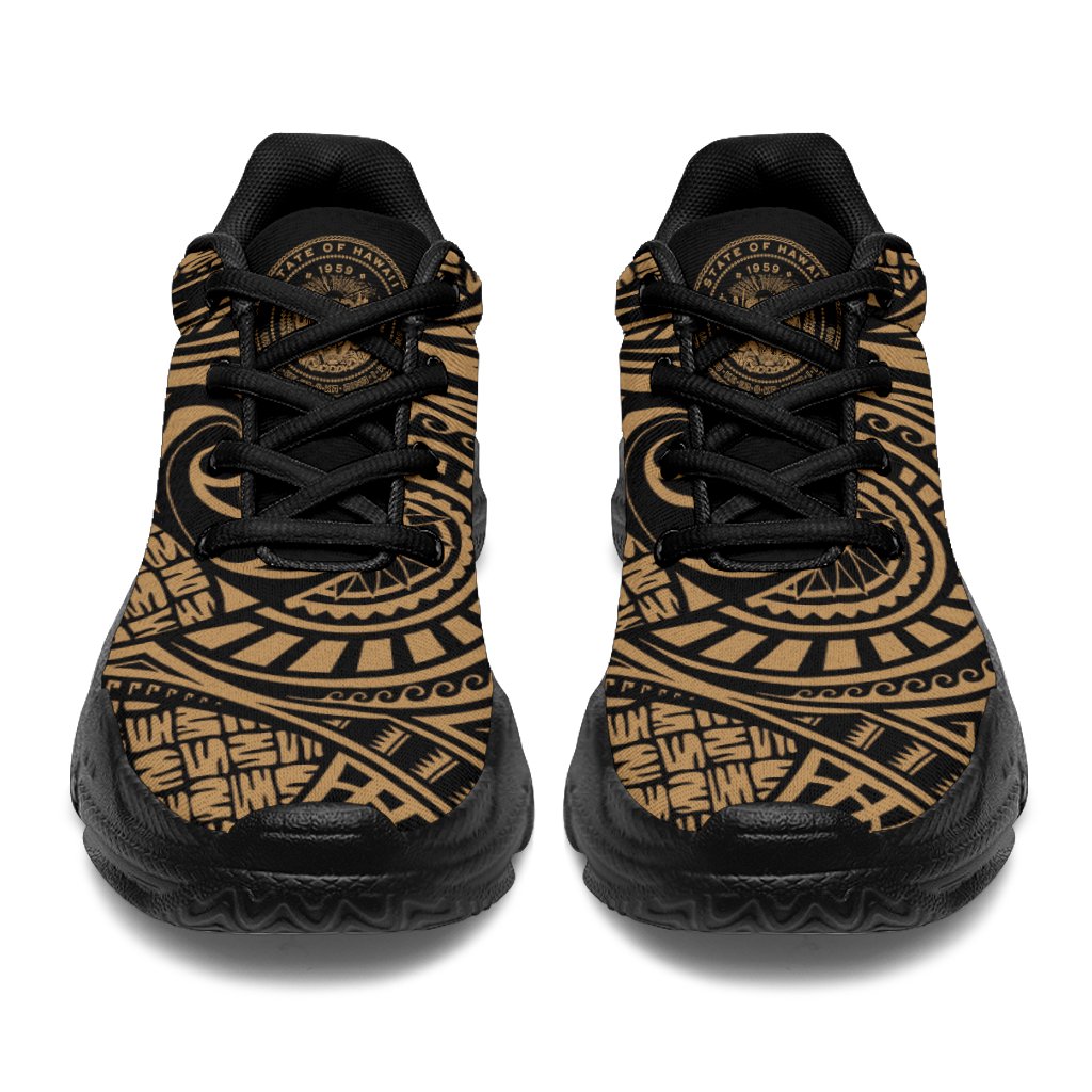 Hawaii White Chunky Sneakers Gold - Circle Style - Polynesian Pride