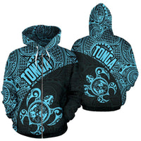 Tonga Zip up Hoodie Tonga Coat of Arms In Turtle Polynesian Tattoo 030 Unisex Black - Polynesian Pride