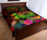 American Samoa Polynesian Quilt Bed Set - Hibiscus and Banana Leaves - Polynesian Pride