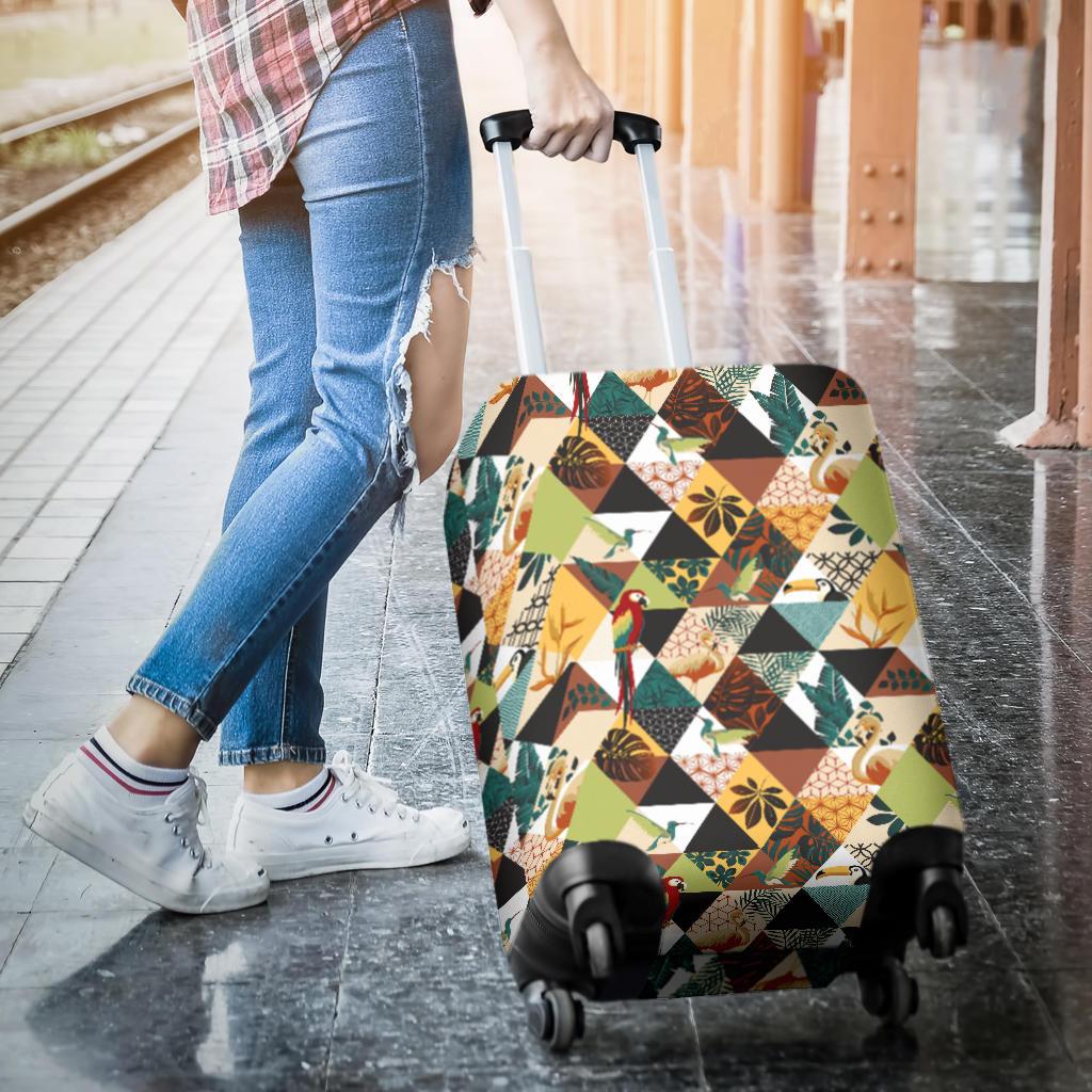 Tropical Jungle Parrots And Flamingos Pattern Luggage Cover - Polynesian Pride