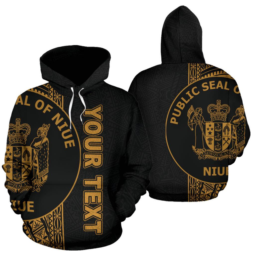 Niue Polynesian Custom Hoodie Line Gold Unisex Gold - Polynesian Pride