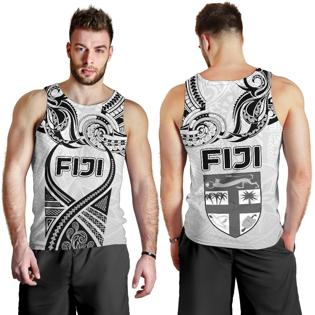 Fiji Rugby Men Tank Top Polynesian Waves Style - Polynesian Pride