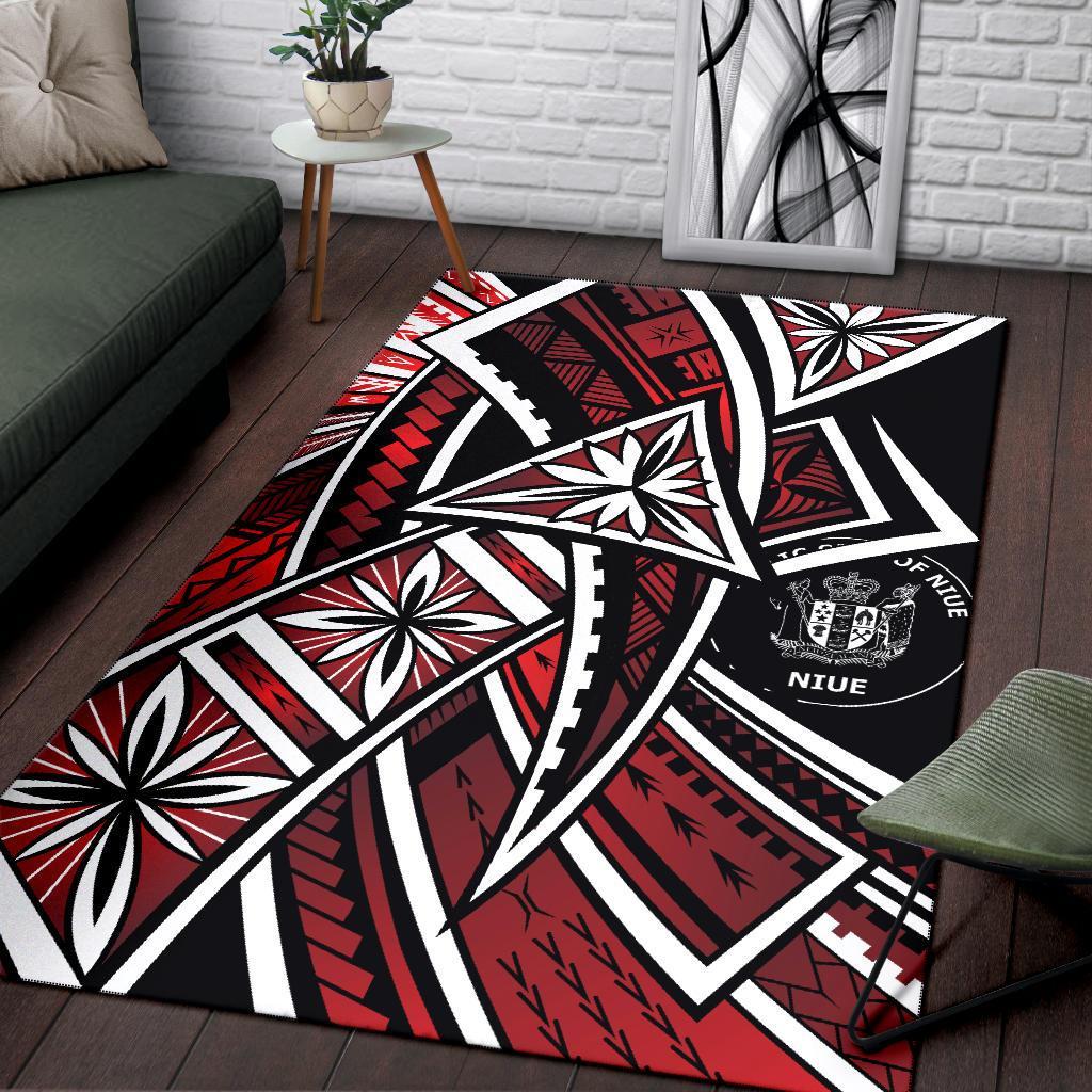 Niue Area Rug - Tribal Flower Special Pattern Red Color Red - Polynesian Pride