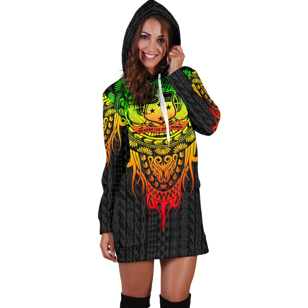 Samoa Polynesian Women's Hoodie Dress - Tattoo Pattern With Seal - Polynesian Pride