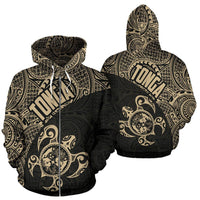 Tonga Zip up Hoodie Tonga Coat of Arms In Turtle Polynesian Tattoo0 Unisex Black - Polynesian Pride