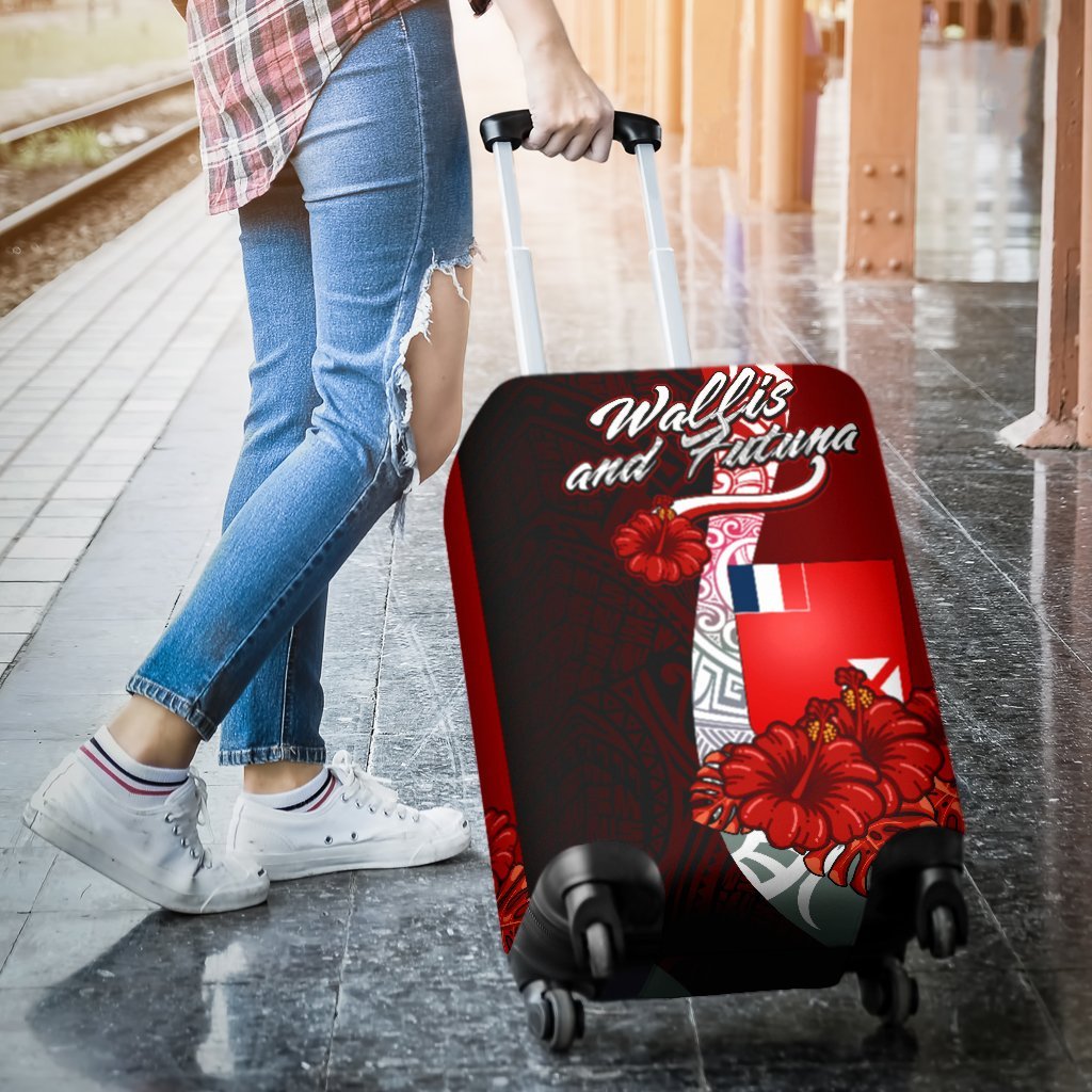 Wallis and Futuna Polynesian Luggage Covers - Coat Of Arm With Hibiscus - Polynesian Pride