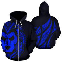 Sua Lions Pride Polynesian Warrior Zip up Hoodie Blue Color Unisex Blue - Polynesian Pride