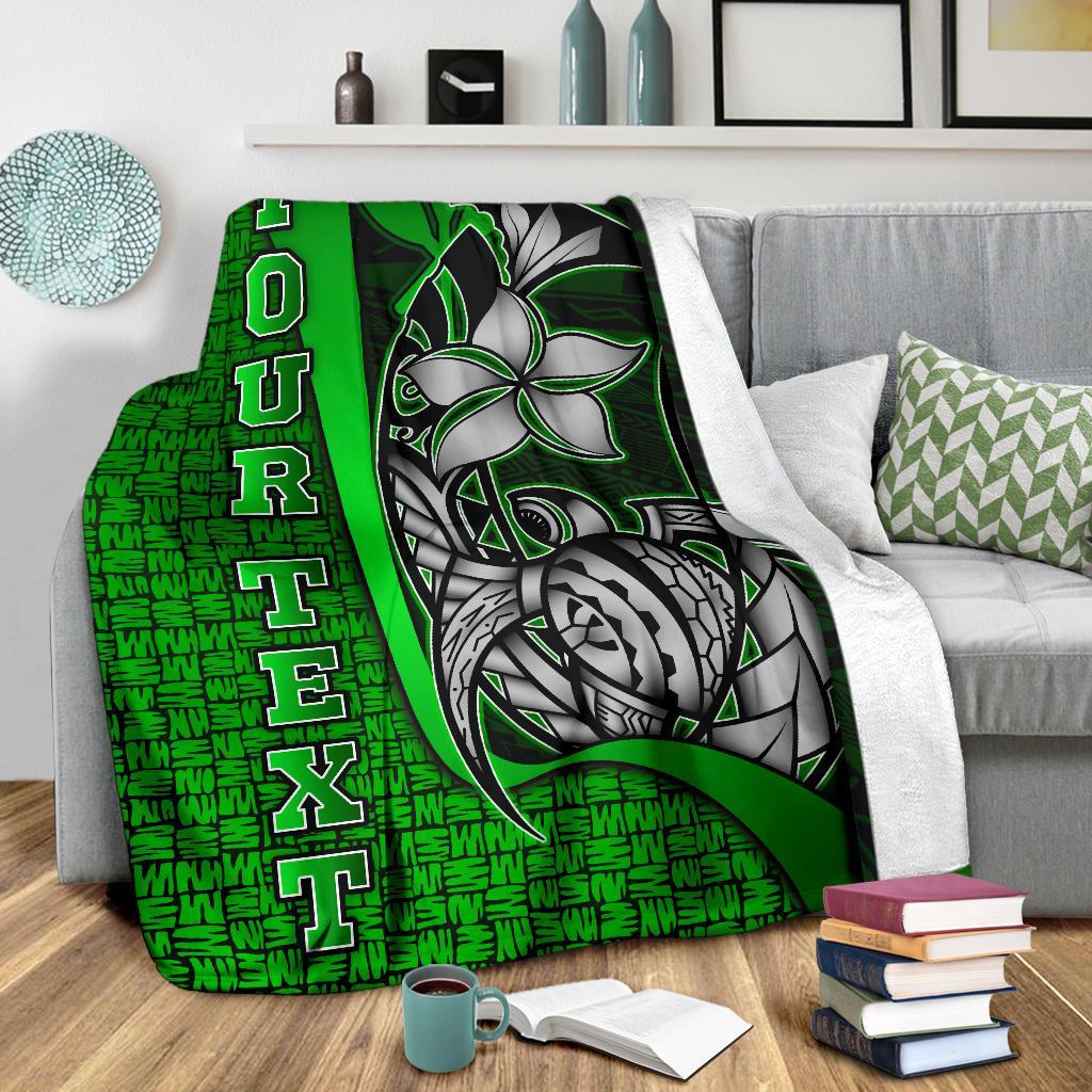 Polynesian Hawaii Custom Personalised Premium Blanket Green - Turtle with Hook - Polynesian Pride