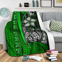 Polynesian Hawaii Custom Personalised Premium Blanket Green - Turtle with Hook - Polynesian Pride