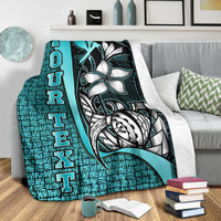 Polynesian Hawaii Custom Personalised Premium Blanket Turquoise - Turtle with Hook - Polynesian Pride