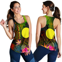 Palau Polynesian Personalised Women's Racerback Tank - Hibiscus and Banana Leaves - Polynesian Pride