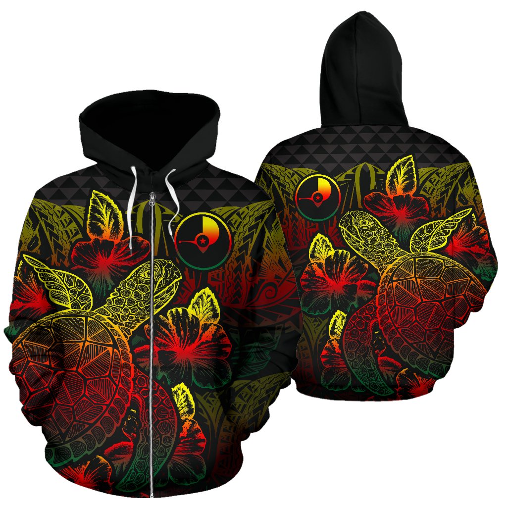 Yap Polynesian Zip up Hoodie Turtle Hibiscus Reggae Unisex Reggae - Polynesian Pride
