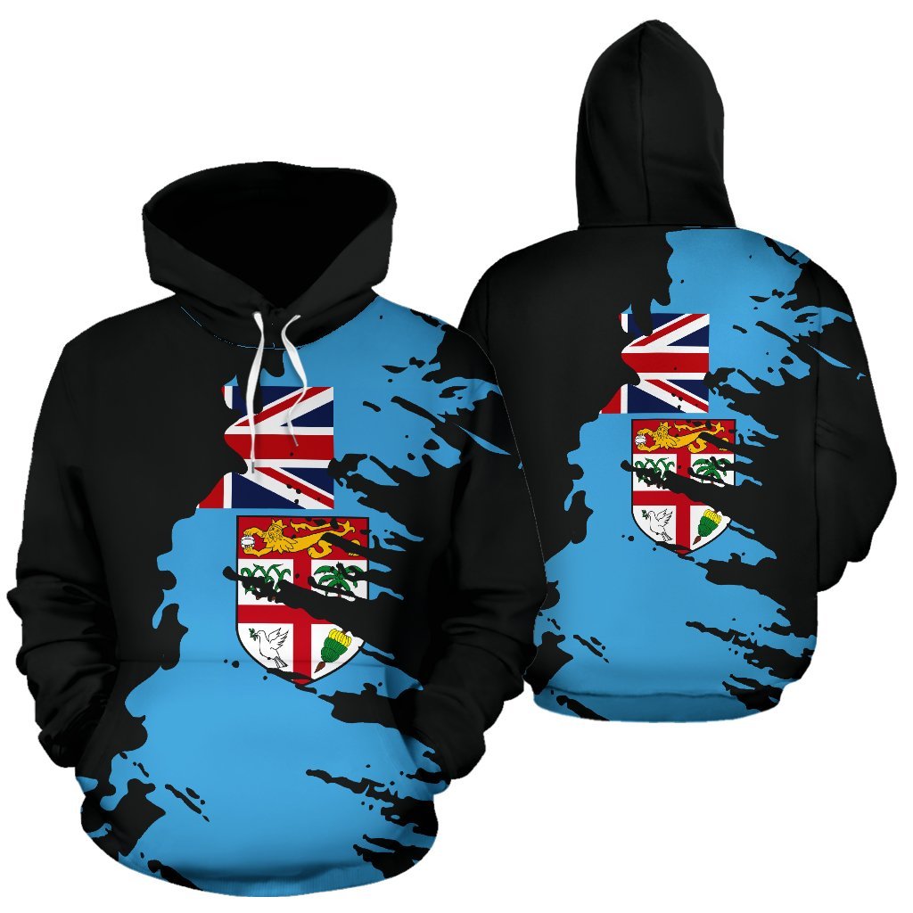 Fiji Hoodie Fiji Flag Painting Unisex Black - Polynesian Pride