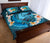 Tonga Polynesian Quilt Bed Set - Blue Plumeria Animal Tattoo - Polynesian Pride