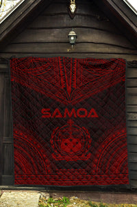 Samoa Premium Quilt - Samoa Coat Of Arms Polynesian Chief Dark Red Version - Polynesian Pride