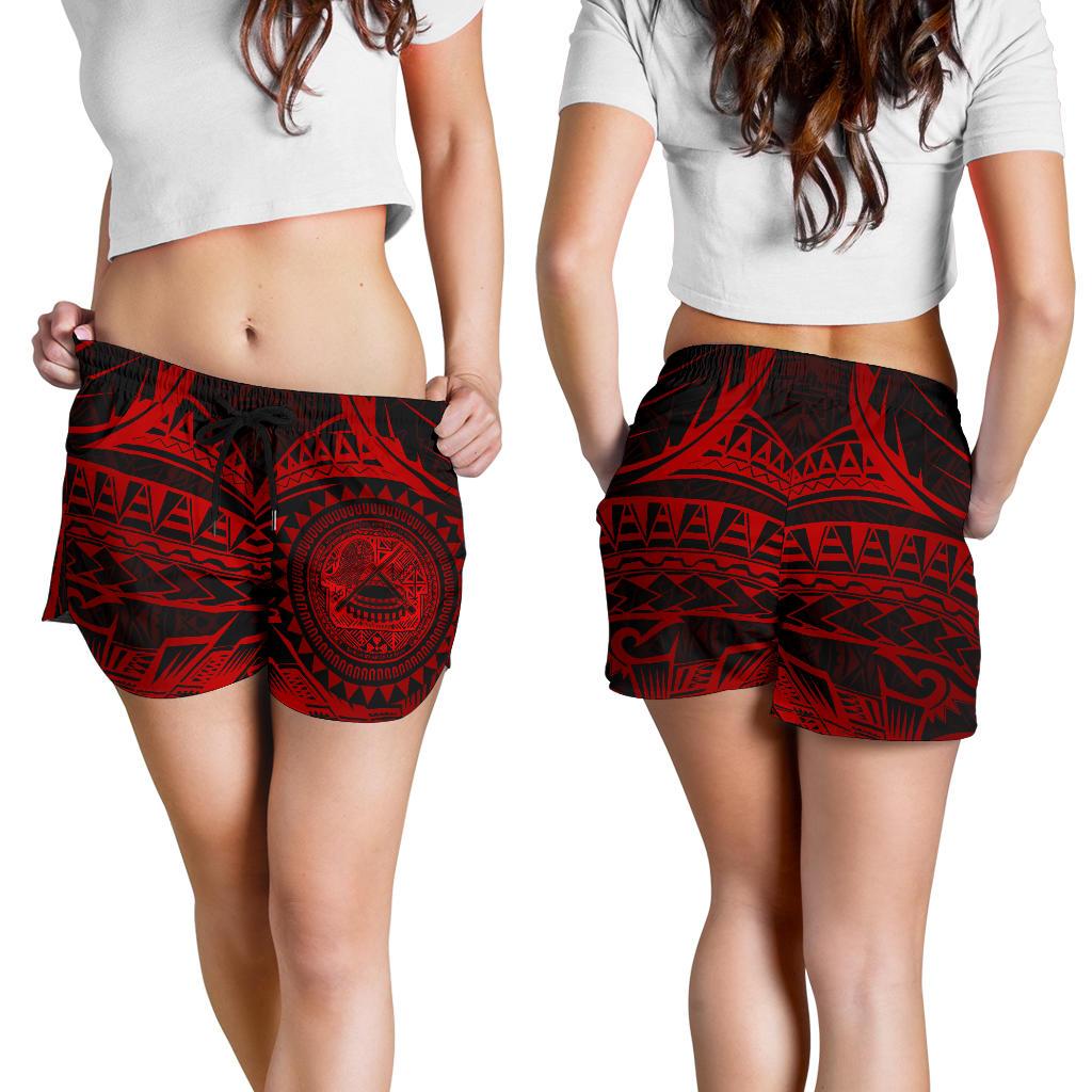 American Samoa Polynesian Women's Short - Red Seal Women Red - Polynesian Pride