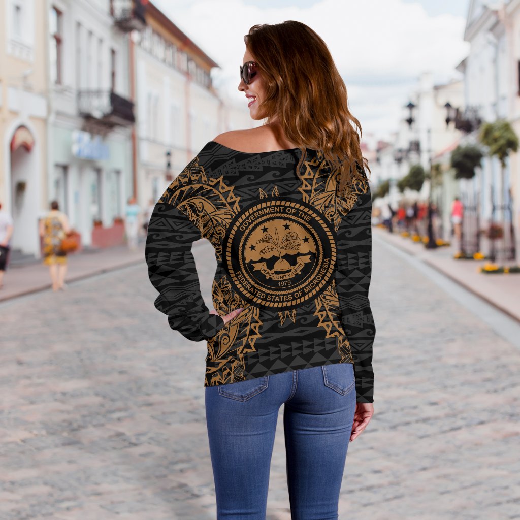Federated States Of Micronesia Polynesian Shoulder Sweater Map Gold - Polynesian Pride