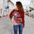 Guam Women's Off Shoulder Sweater - Turtle Plumeria (Red) - Polynesian Pride