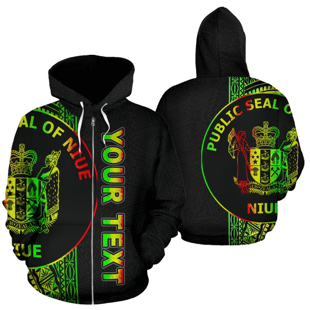 Niue Polynesian Custom Zip up Hoodie Line Reggae Unisex Reggae - Polynesian Pride