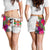 Fiji Polynesian All Over Print Women's Shorts - Hibiscus White Pattern - Polynesian Pride