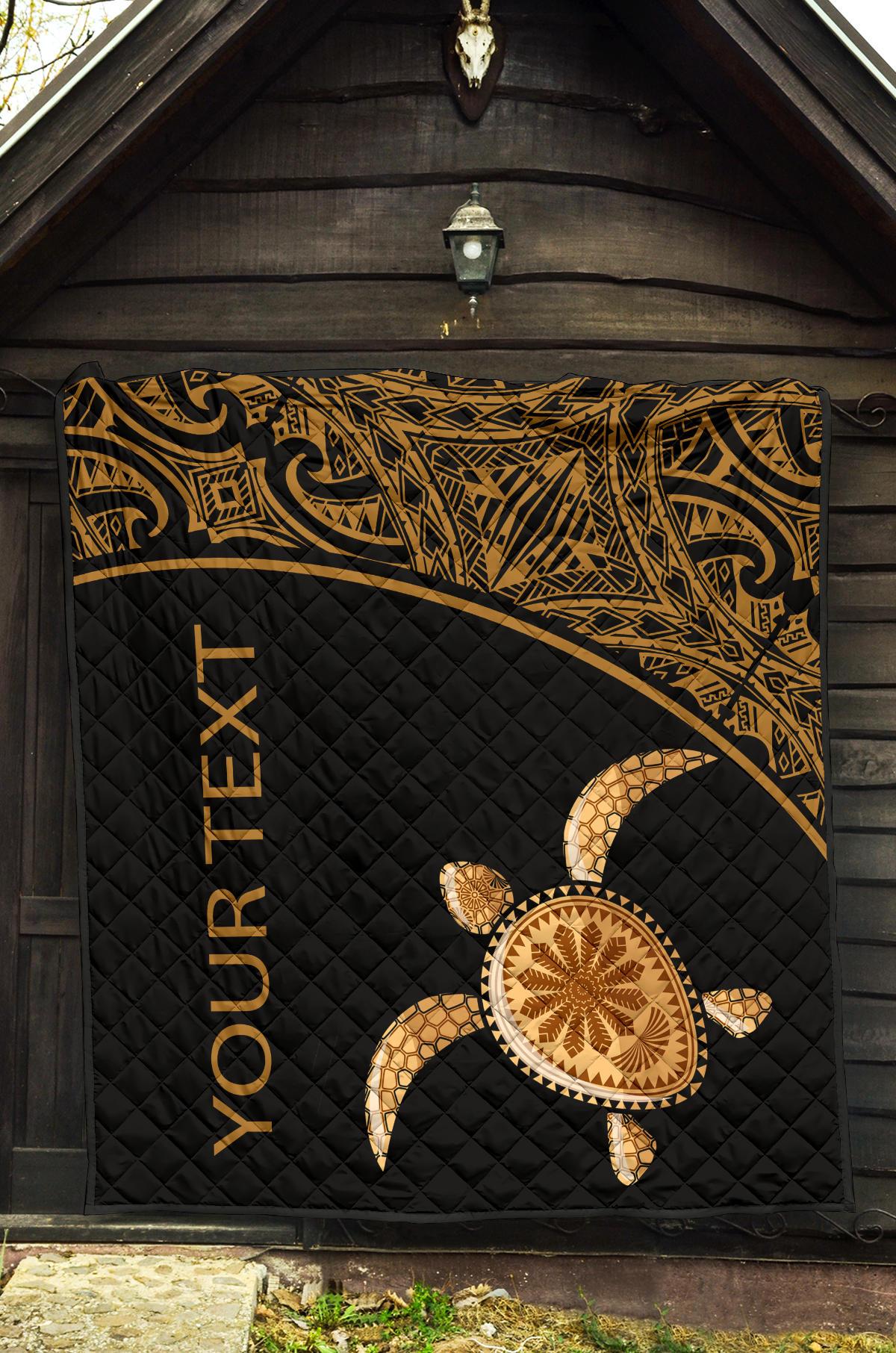 Polynesian Custom Personalised Premium Quilt - Gold Turtle Curver Style - Polynesian Pride
