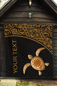 Polynesian Custom Personalised Premium Quilt - Gold Turtle Curver Style - Polynesian Pride