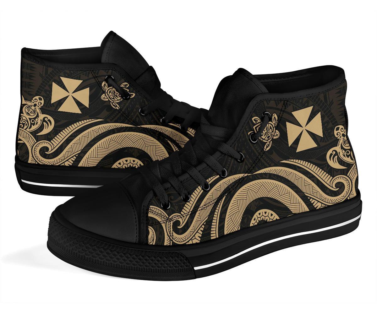 Wallis and Futuna High Top Canvas Shoes - Gold Tentacle Turtle - Polynesian Pride