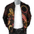 Cook Islands Polynesian Men's Bomber Jacket - Turtle With Blooming Hibiscus Gold - Polynesian Pride