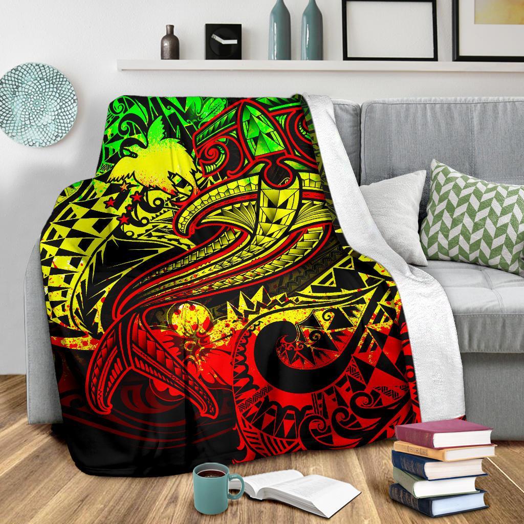 Papua New Guinea Premium Blanket - Reggae Shark Polynesian Tattoo - Polynesian Pride