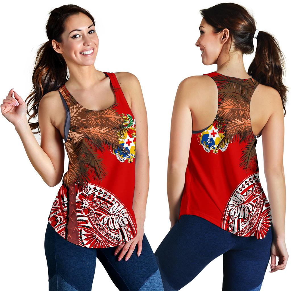 Tonga Women's Racerback Tank - Polynesian Palm Tree Flag - Polynesian Pride